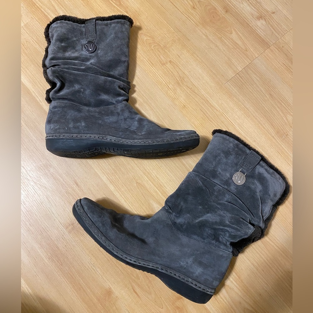 Stuart Weitzman Coinage Grey Slouch Boot